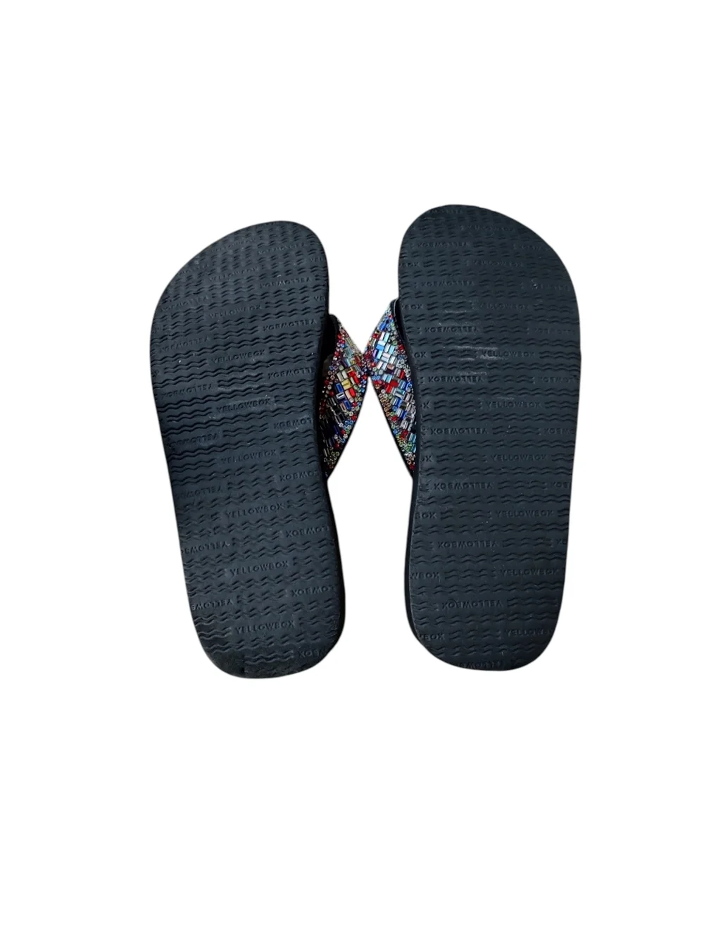 Yellow Box Sydnee Black Flip Flops with Multicolor Beaded Straps - Picture 3 of 3
